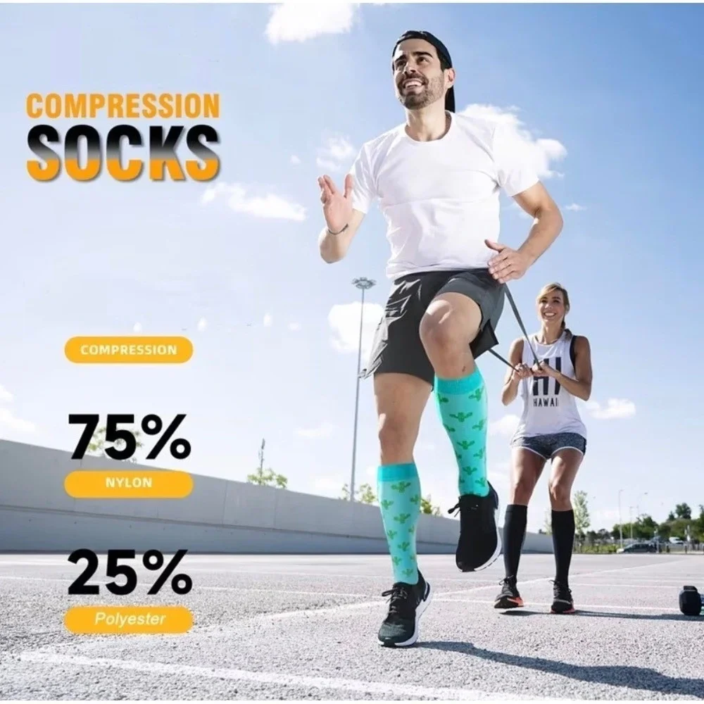 Unisex 20-30 mmHg Compression Socks S/M Knee High Medical Whimsical 2 Pack NEW‎